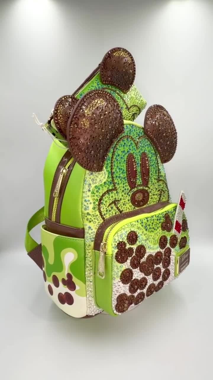 Bedazzled Mickey Mouse Boba Loungefly backpack and wallet | Rhinestone Mickey Mouse Boba mini backpack and wallet | Blinged Disney Loungefly video poster