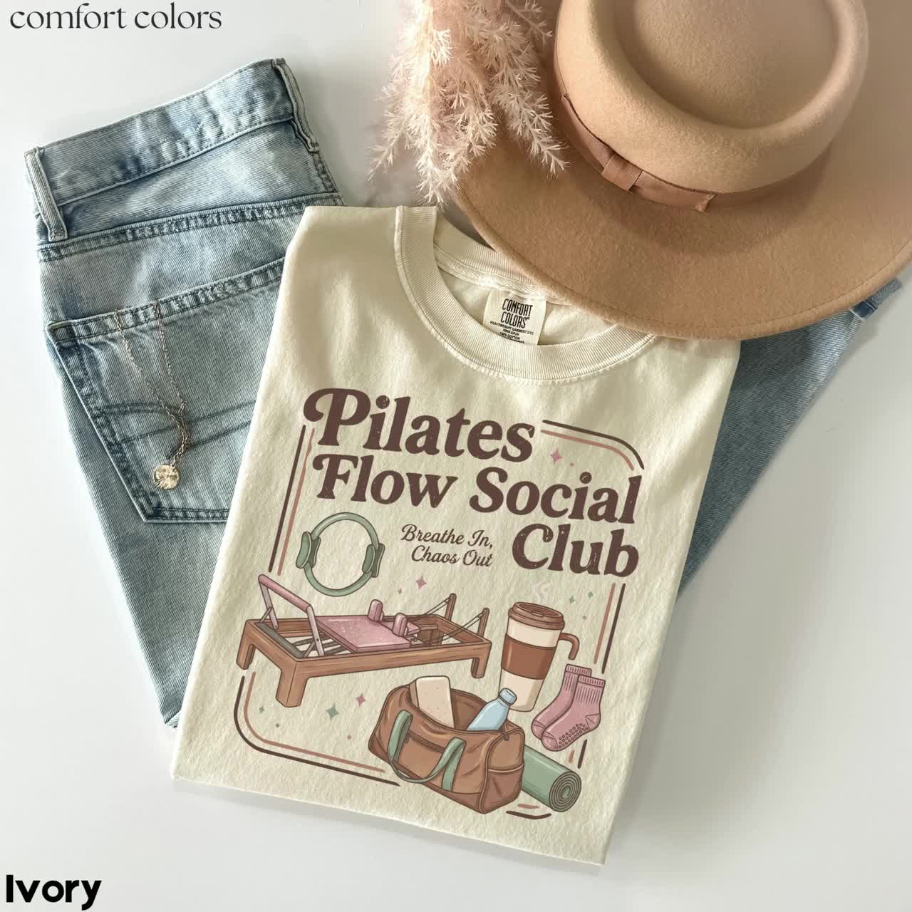 Pilates Social Club Shirt | Reformer Workout Graphic Shirt | Funny Fitness Gift For Her | Comfort Colors Tee | Gym Lover Apparel video poster