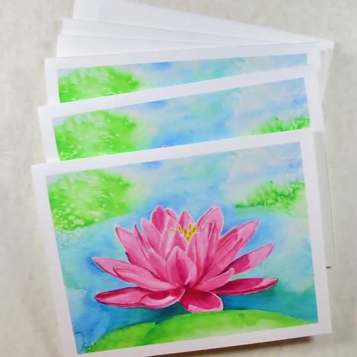 Watercolor Coloring Book: Waterlily Greeting Card