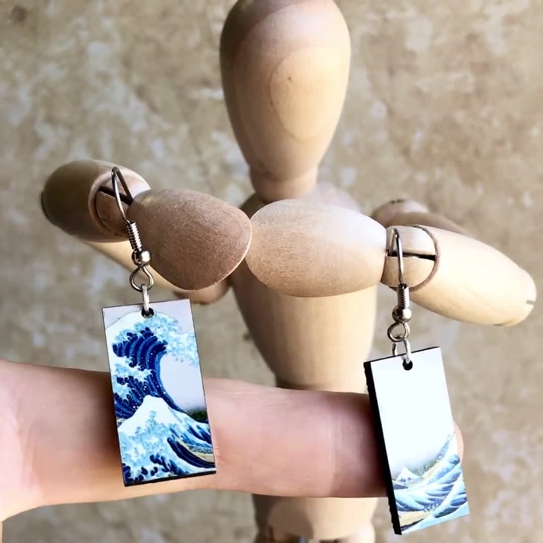 The Great Wave Earrings, Japanese Artist Hokusai Earrings