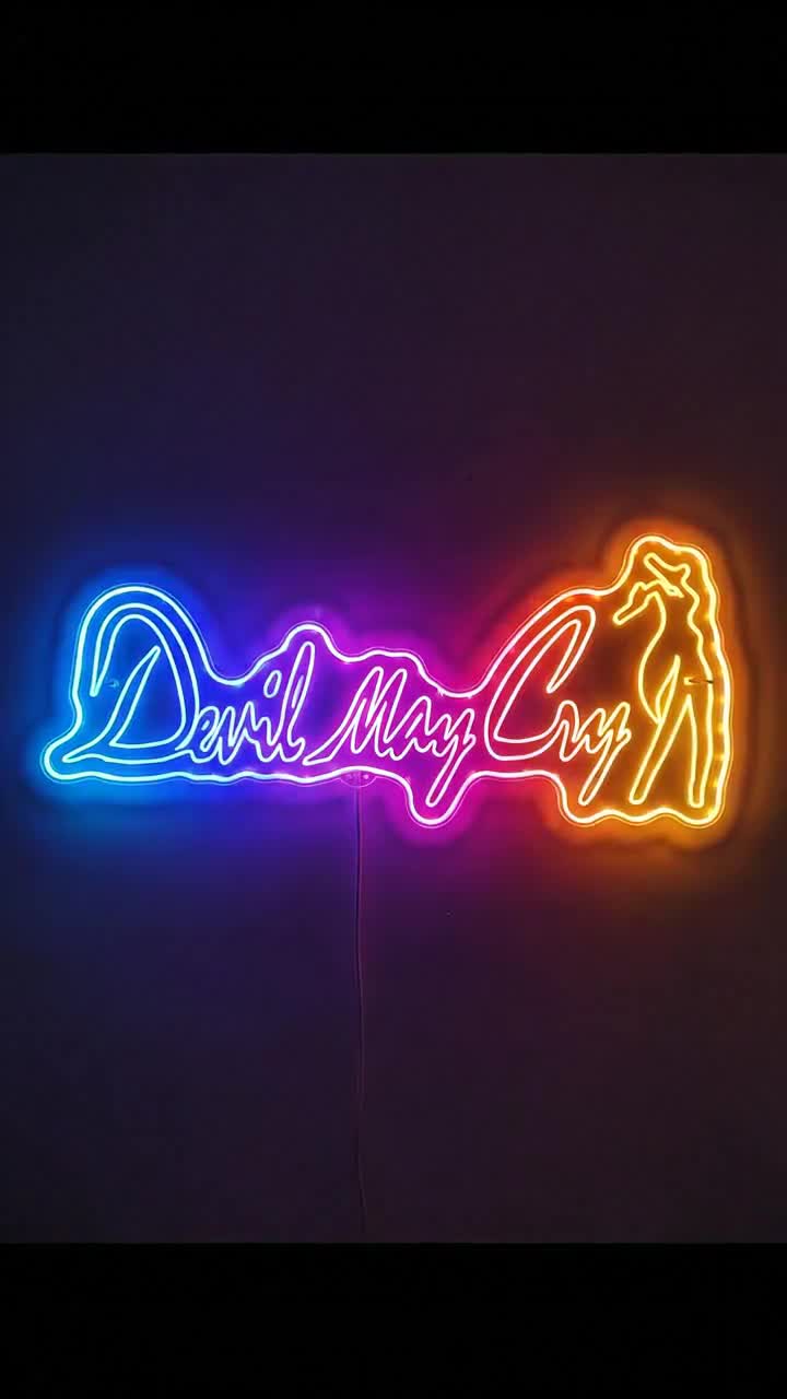 Devil May Cry LED Light Sign, Custom Arcade Room Gaming LED Sign