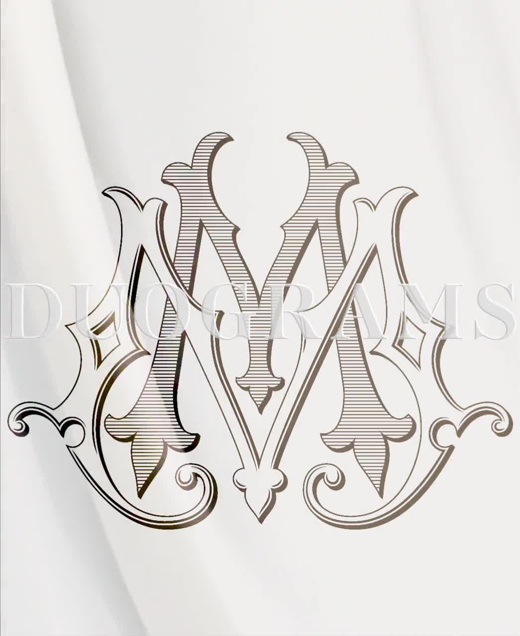 mm, mm, monogram logo. Calligraphic signature icon. Wedding Logo