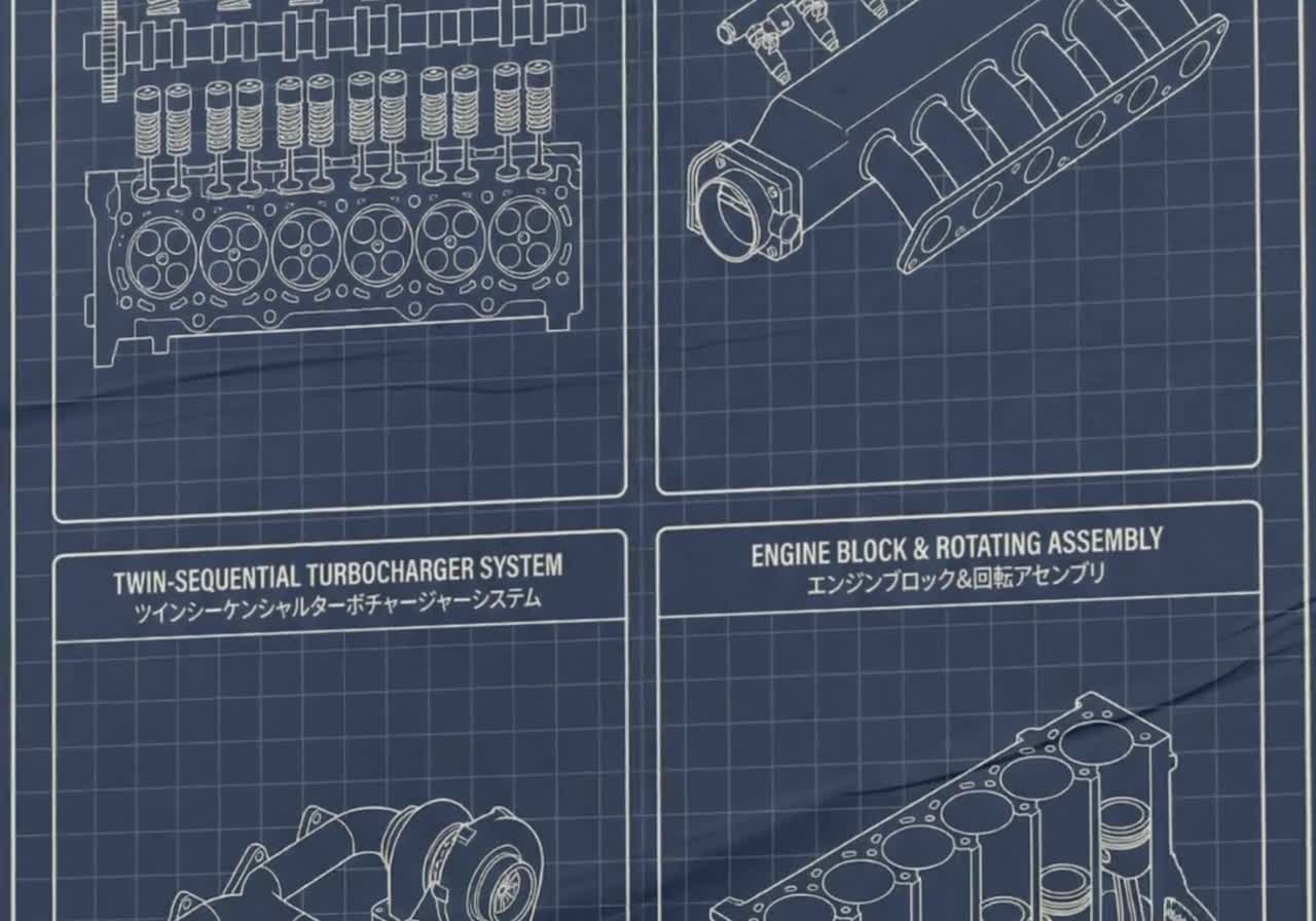 2JZ-GTE Engine Blueprint Art | JDM Garage Decor (digital Download