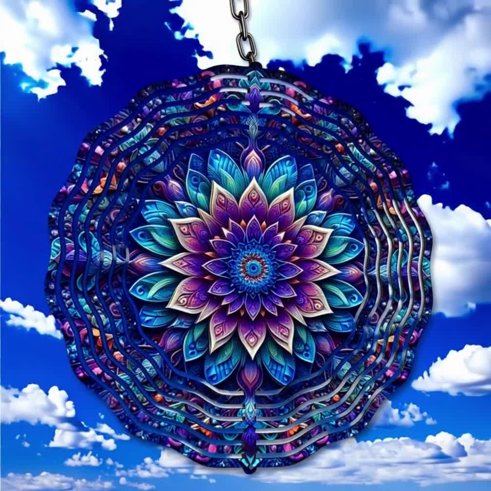 Mandala Wind Spinner PNG, 3D Colorful Mandala Sublimation Design