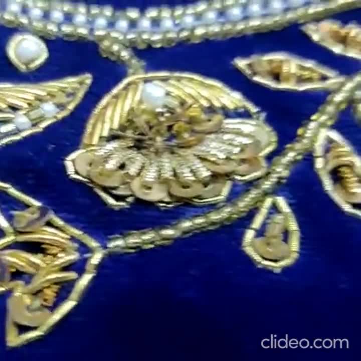 New Arrivals Handmade Blouse Design Zardozi Work, Pearl Work, Val Work and  Beed moti Work, Royal Blue Color Traditional Ethnic Wear 