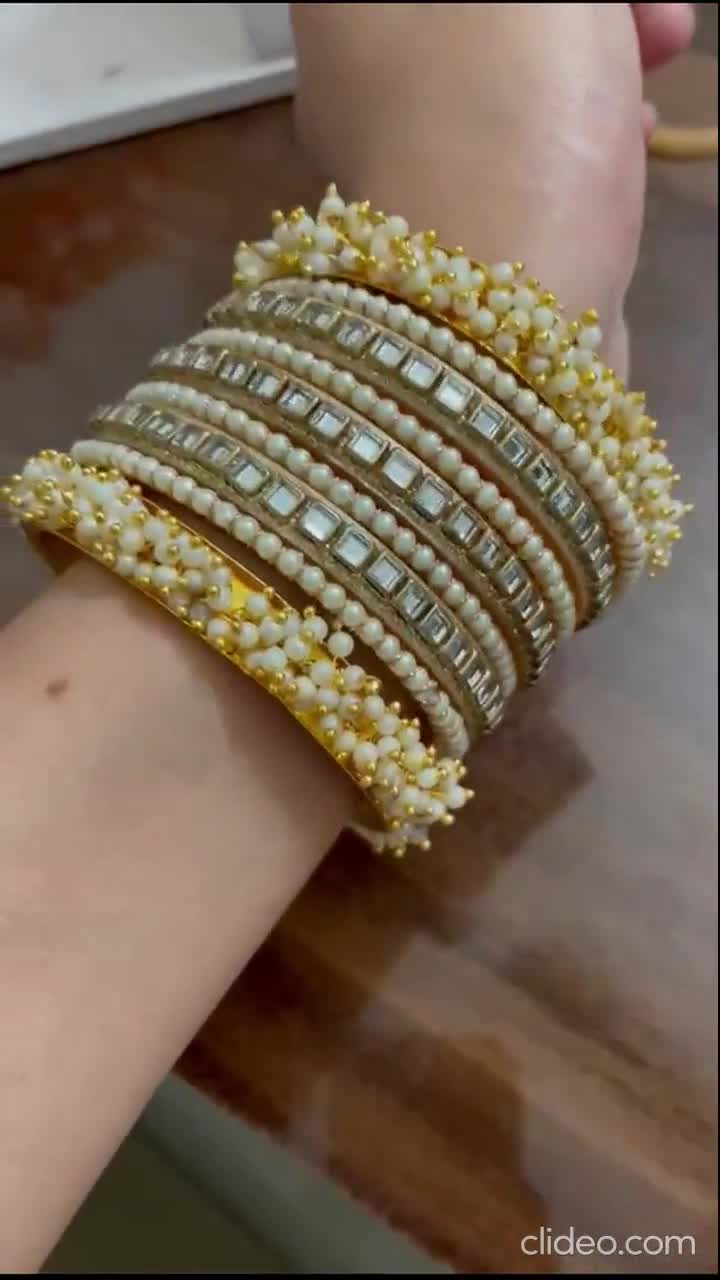 Set di braccialetti Pacchi Kundan/bracciali tradizionali/bracciali da sposa/gioielli  da sposa/pakistani/Punjabi/bracciali indiani/braccialetto/braccialetto di  perle -  Italia