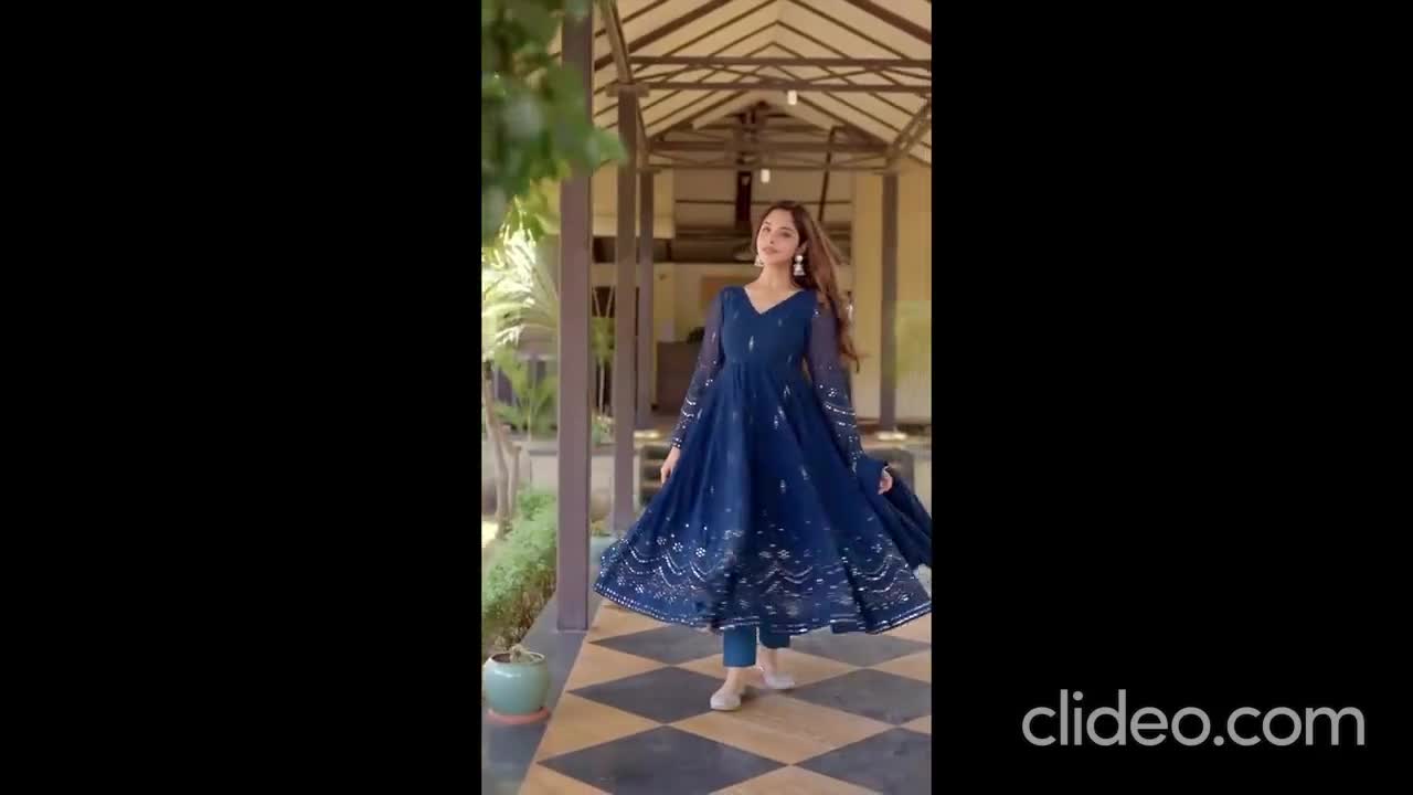 Floral printed Long Flared Anarkali Gown With Dupatta Set, Beautiful F –  SUSHOBHIT VASTRAM