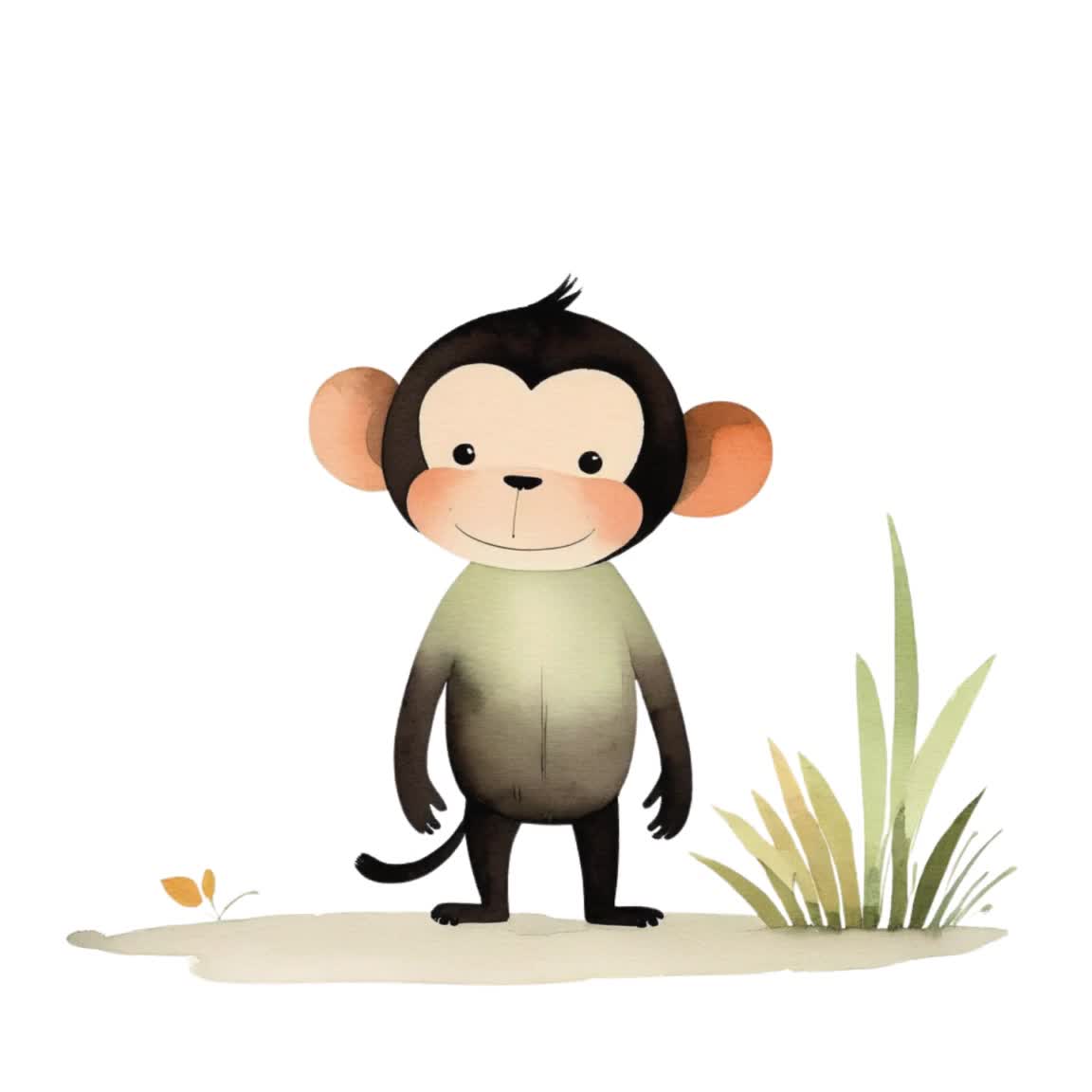 Mono Clipart acuarela Safari animales vivero clipart bebé animales clip art  monos caprichosos png, decoración de la guardería del bebé lindo baby shower, image size:1152x1152