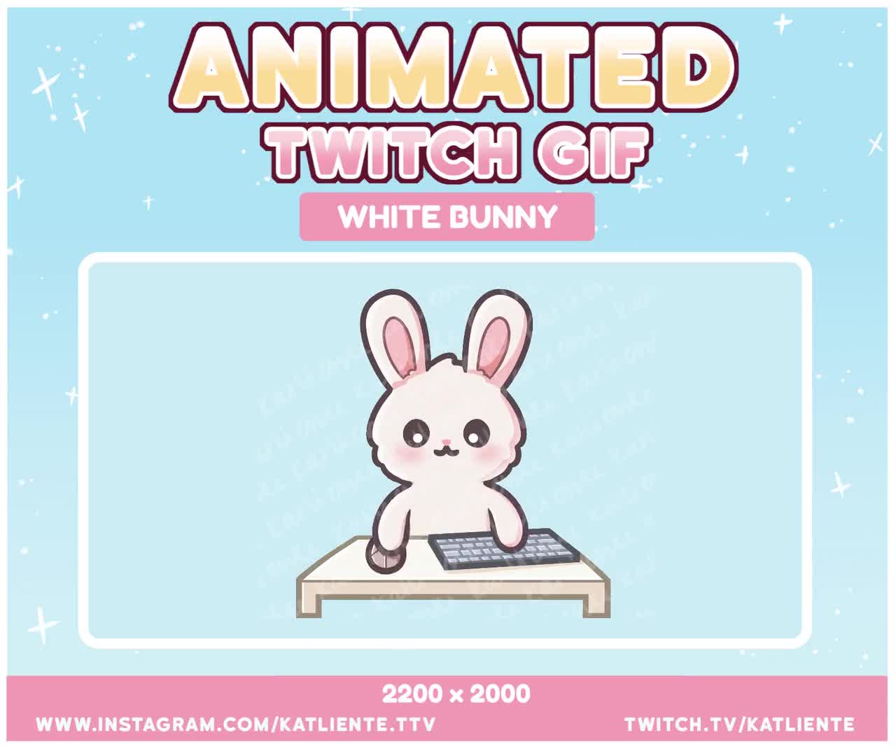 Kawaii Animated White Cream Bunny Rabbit Kitty GIF Twitch Discord PNGtuber,  Vtuber, Emote for Stream