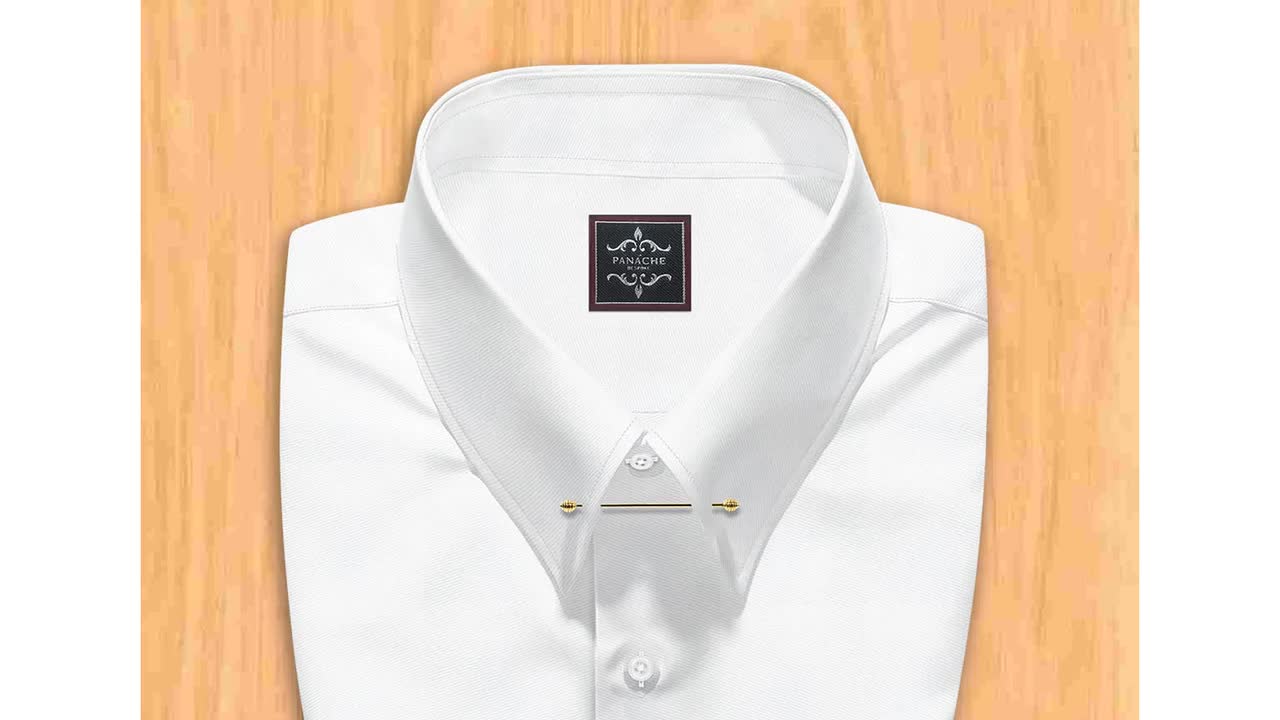 mens cuffed dress shirts Men's White Collared French Cuffed Dress Black & Tie Set Shirt Medium 15.5 Neck / 34-35 Sleeve