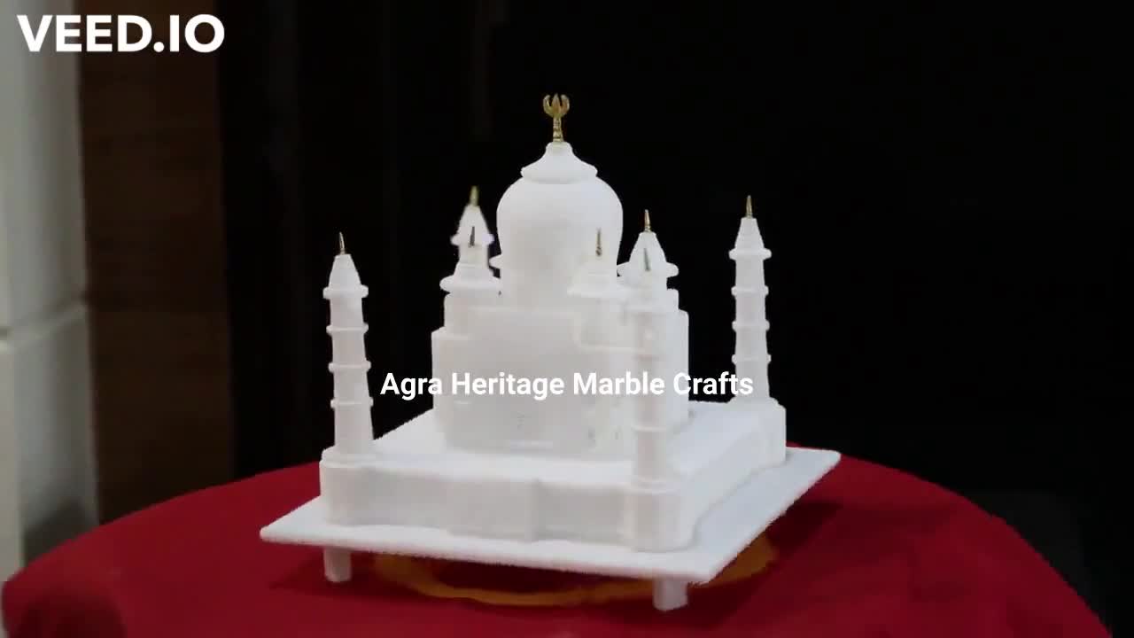 Réplique Miniature Du Taj Mahal En Marbre Blanc - 15.2 Cm, Artisanat Indien, Décoration