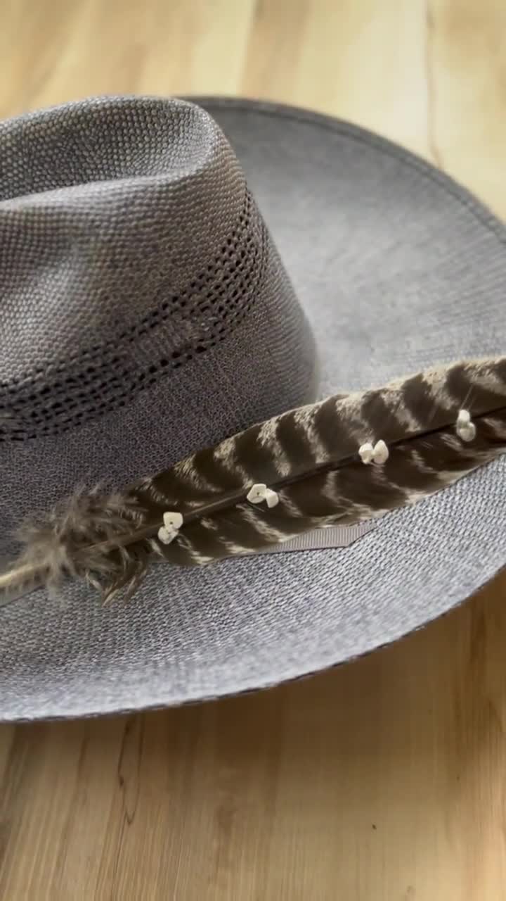 Vistoso Western Feather Cowboy Hat Band for Men Women Natural Feather