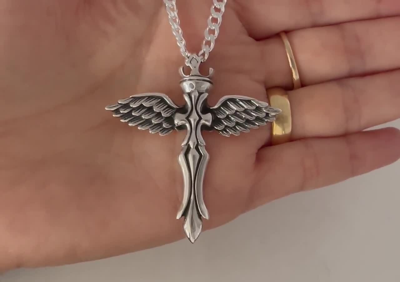 Collana In Argento Sterling Con Ciondoli Religiosi Lucidi E Croce