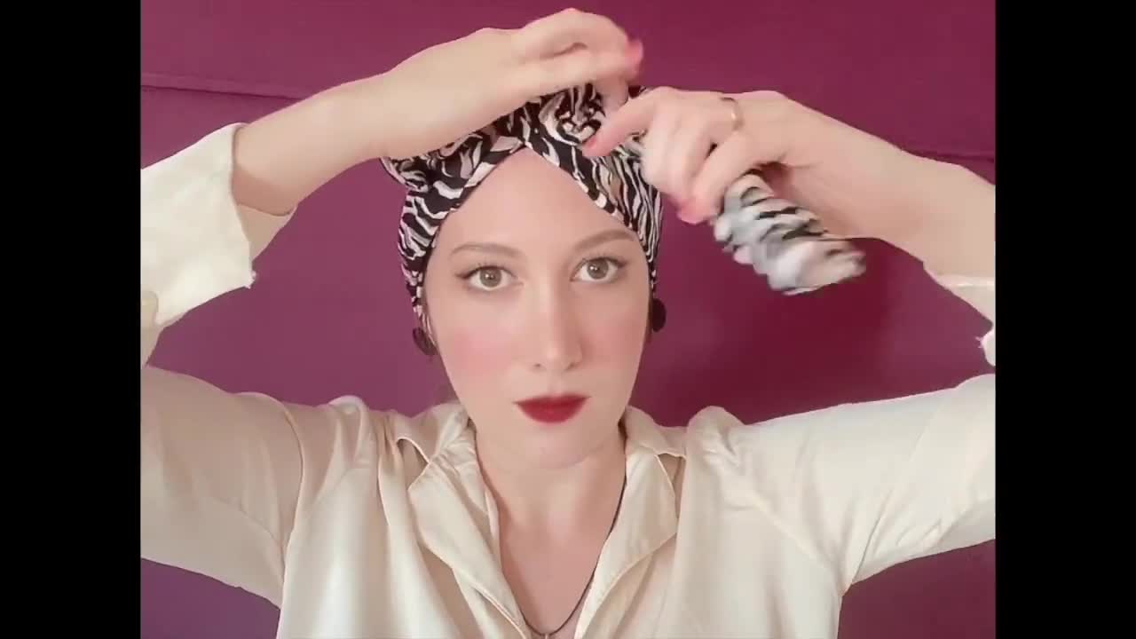 Wire Turban Headwrap for Women, Black White Floral Headwrap
