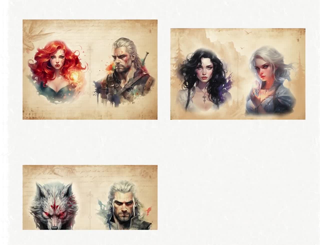 Witcher Junk Journal Pages, Witch Collage Sheet, Fantasy