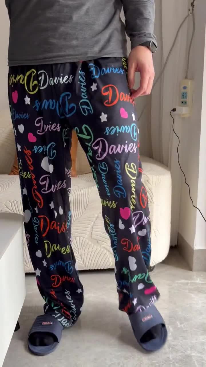 Personalized Pajama Pants: Custom Name Couple Sleepwear - Soft Polyester video poster