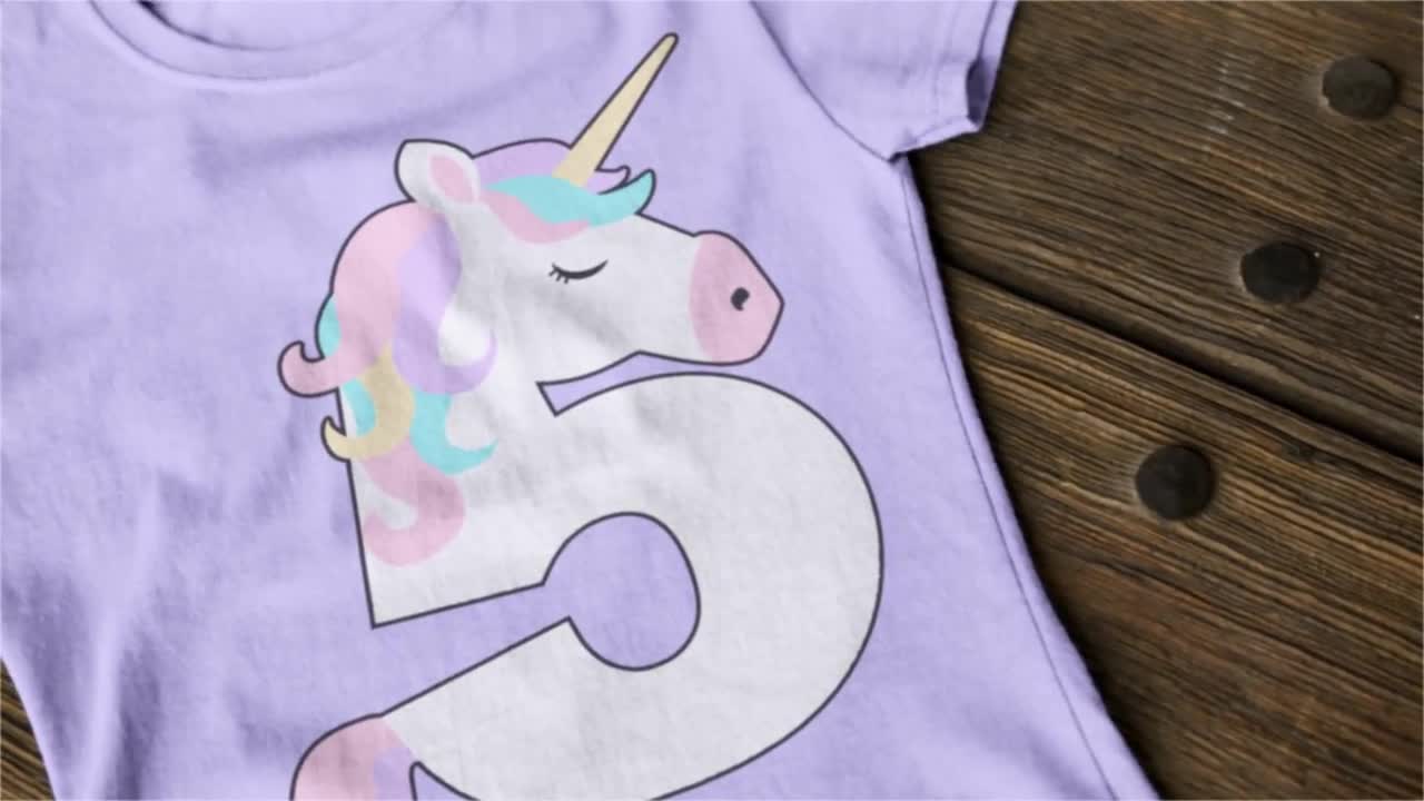 UNICORN # 5 SVG - Number five, fifth 5th birthday horse, magic PNG for  printer print and cut cricut sublimation layering vinyl, tshirt image