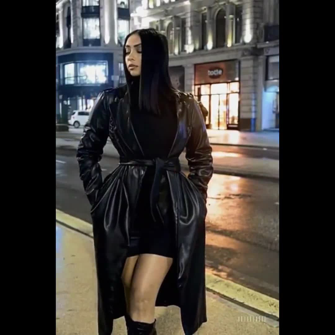 本羊革 レディーストレンチコート レザーロングジャケット Sheep Leather Ladies Long trench coat1233 Women's Long Coat | Real Lambskin Leather, Black Classic Style