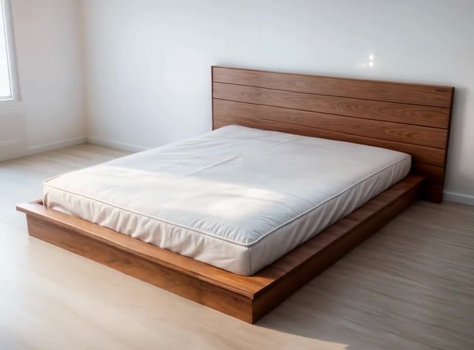 DIYプラットフォームベッドフレームの組み立てプランPDF、クイーン