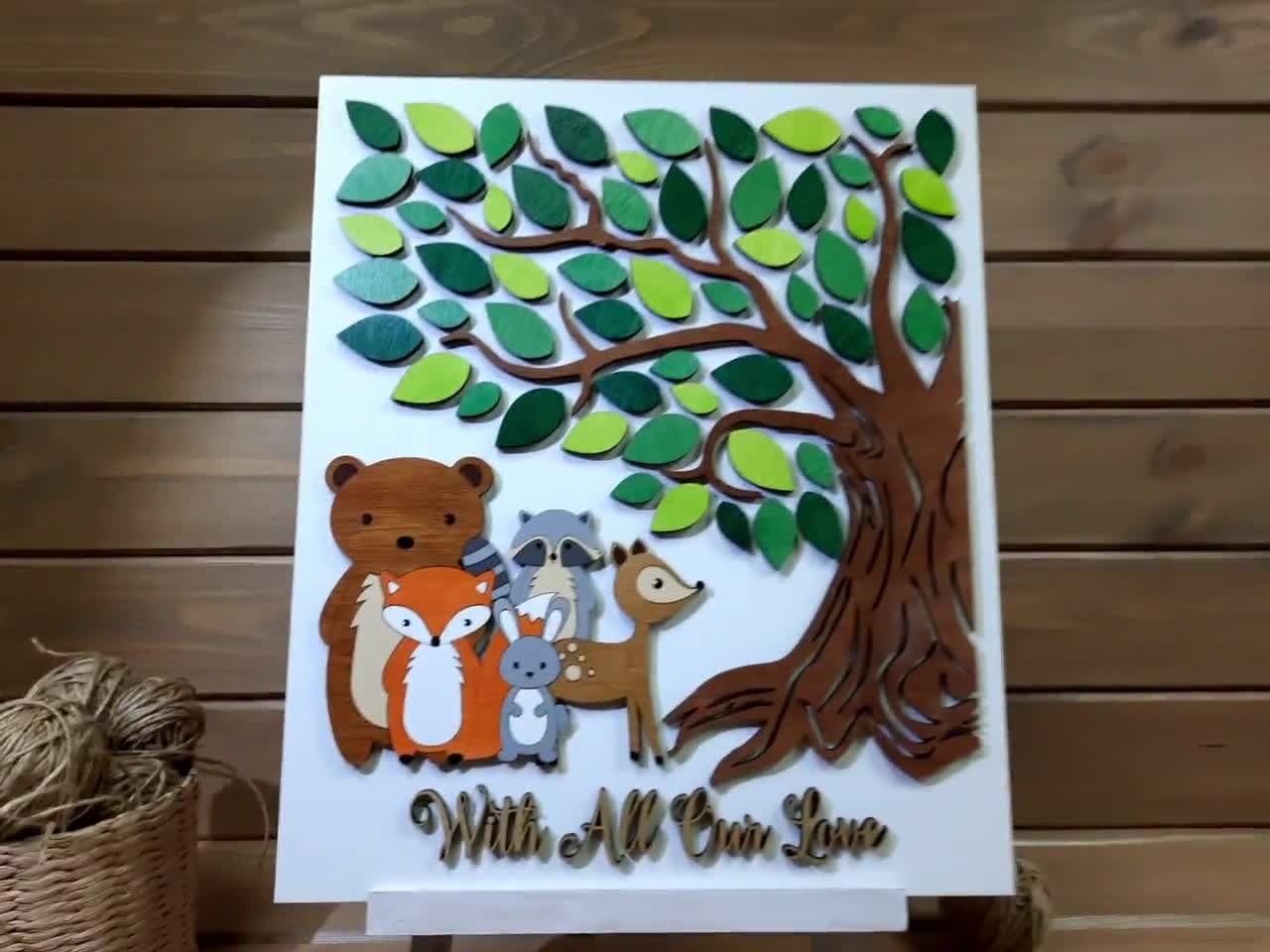 Fall Themed Woodland Creatures Tree Baby Shower Guest Book Alternative –  Puff Paper Co