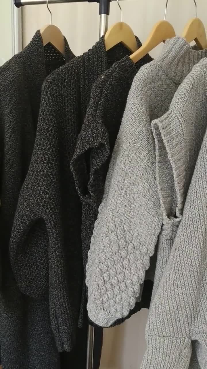 $498 Lunya Chunky Wool Knit Cardigan Sweater Long Robe Soothing Grey Size  Medium