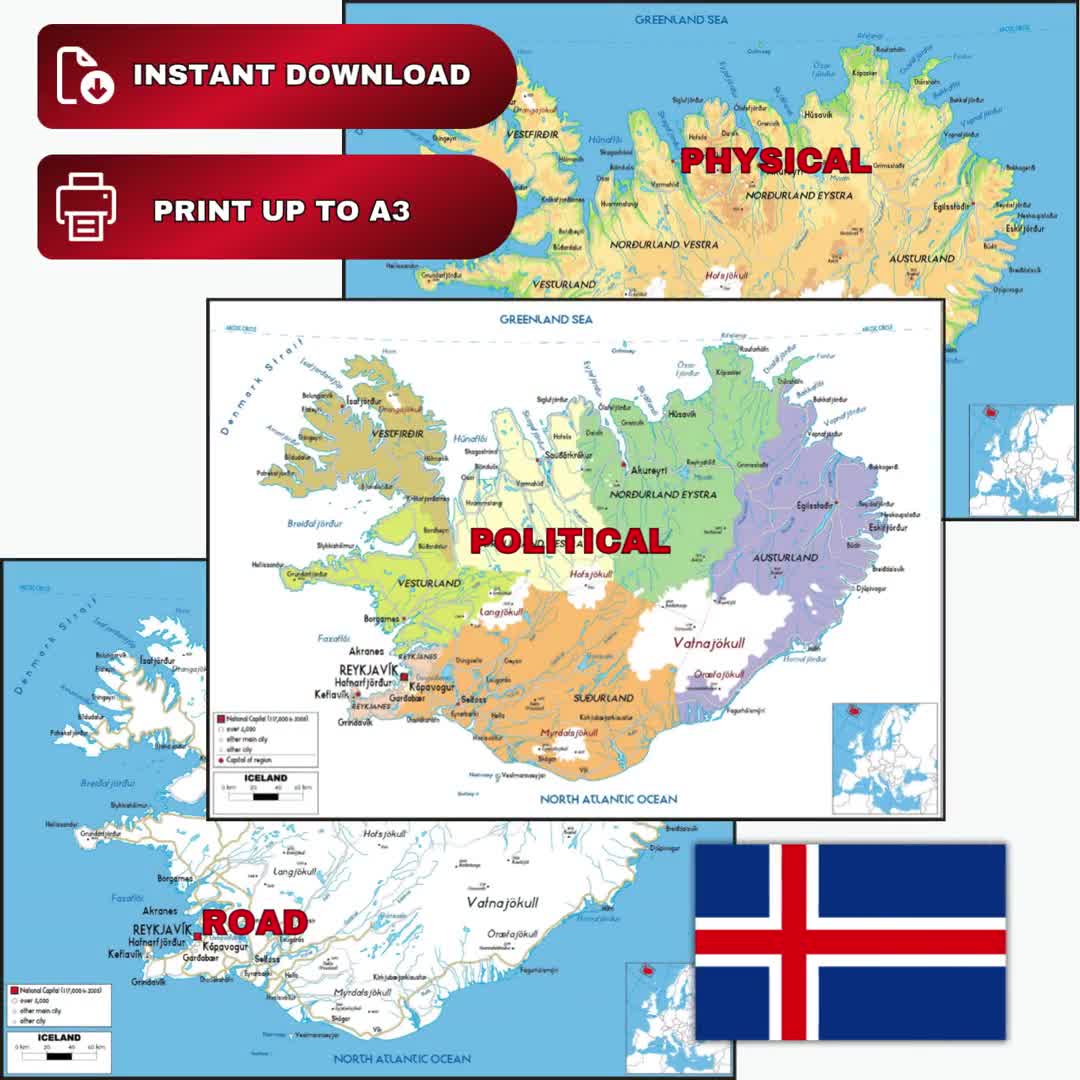 Detailed Political Map Of Iceland Ezilon Maps