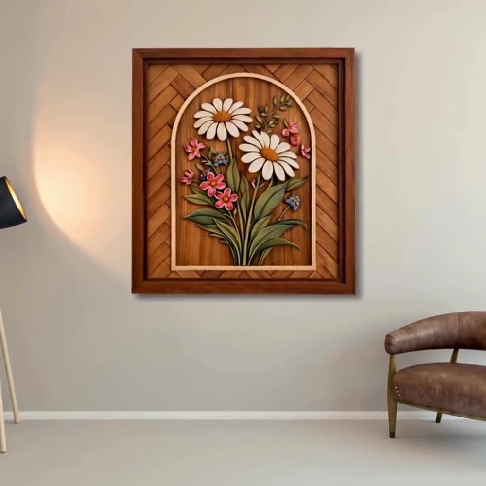 Wildflower Arch Scroll Saw Intarsia Pattern | 2-layer Floral