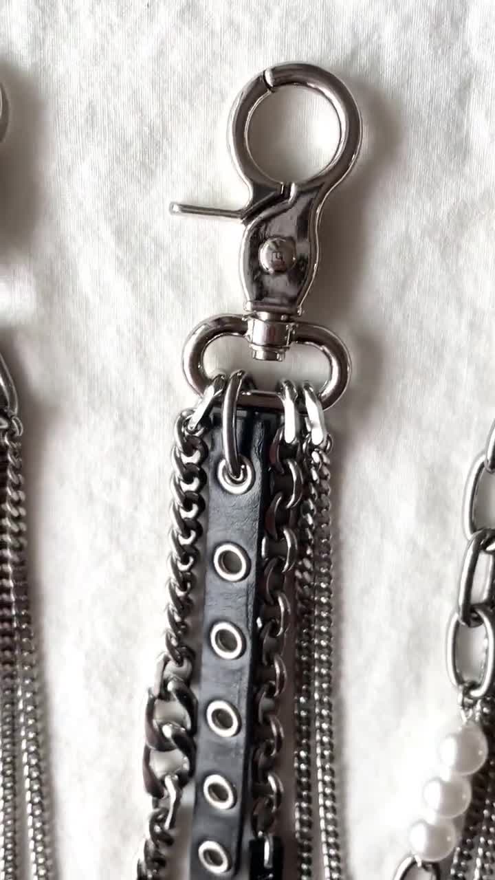 Handcrafted Punk Keychain, Stainless Steel & Leather Pants Chain