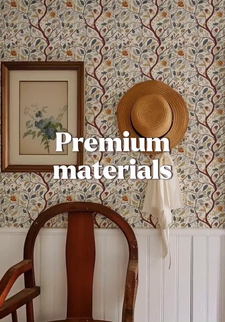 Vintage Botanical Peel and Stick Wallpaper, Victorian Leaf
