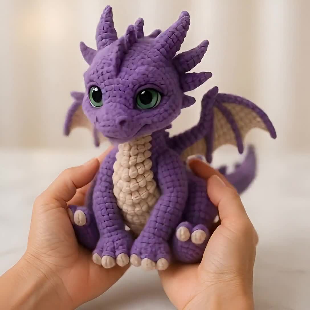 Amigurumi 3d Purple Dragon Crochet Pattern – DIY Stuffed Animal