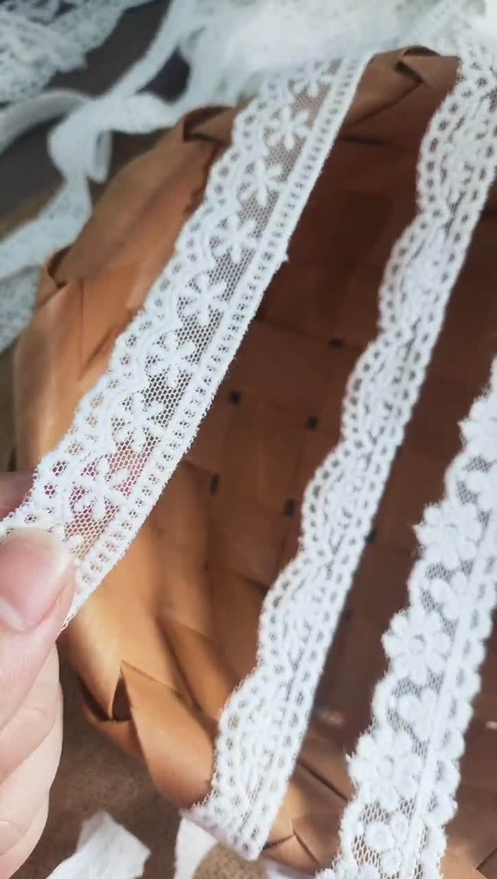 コットンレーストリム、コットン刺繍チュールレーストリム、細幅レース