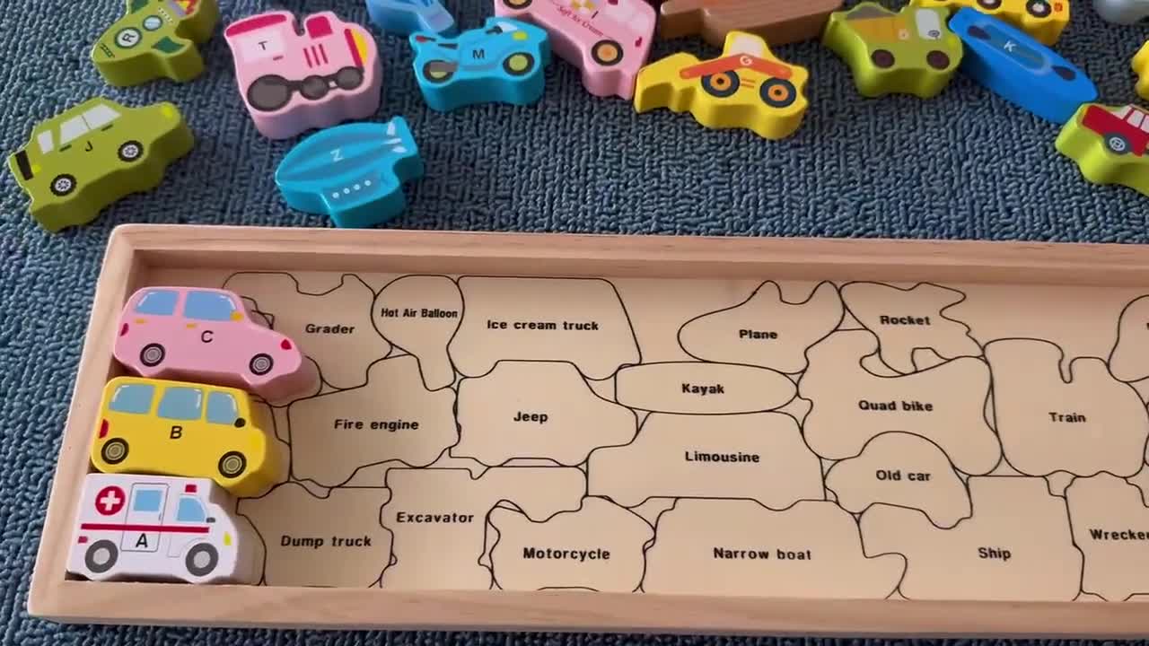 Kids Wooden Alphabet Puzzles Animals/food/farm/transportations