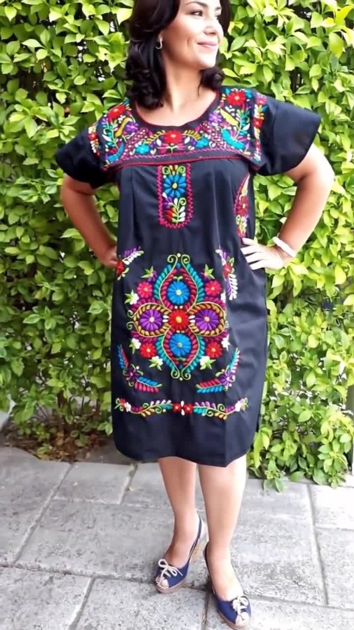 mexican embroidered dress plus size Caminos De Michoacán Embroidered Dress main image 0