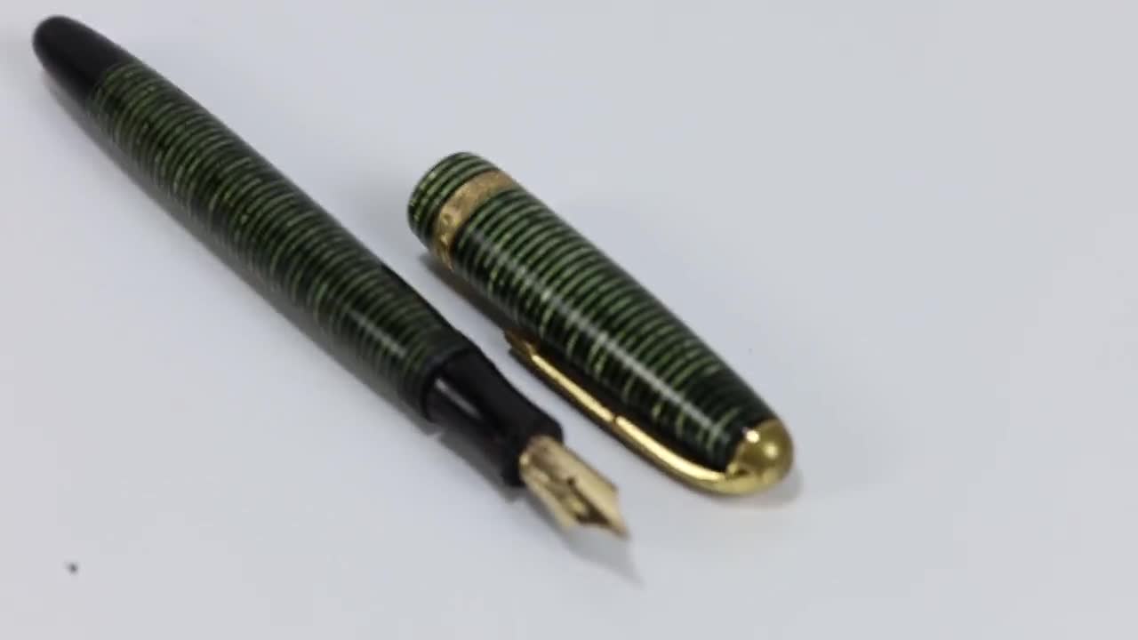 Parker Vacumatic Pluma Estilográfica Vintage Emerald Pearl Años 30 40 Oro 14K Art Deco Coleccionista video poster