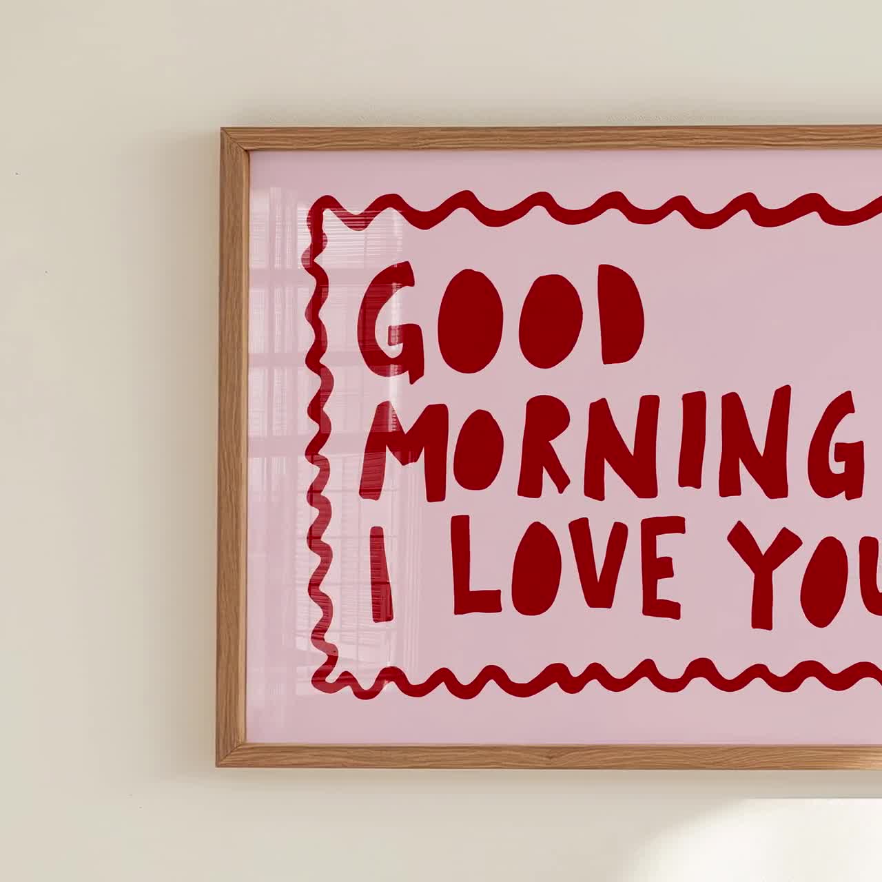 Good Morning (I Love You), Above Bed Horizontal Print, Danish