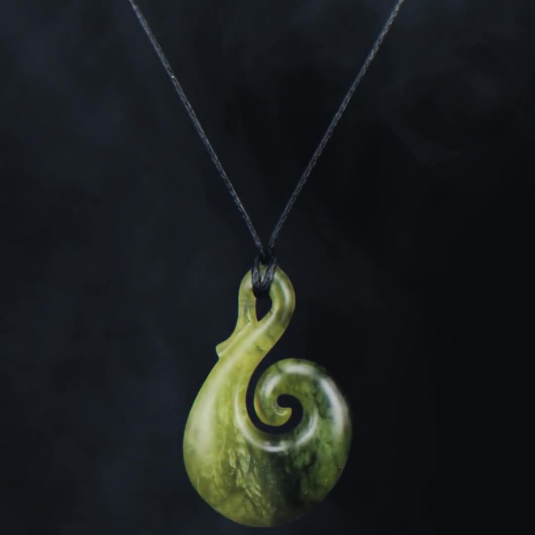 Hand Carved Green Jade Necklace With New Zealand Maori Koru Spiral Design  Adjustable Wax Rope Jewelry for Men and Women Timeless Elegance -  UK