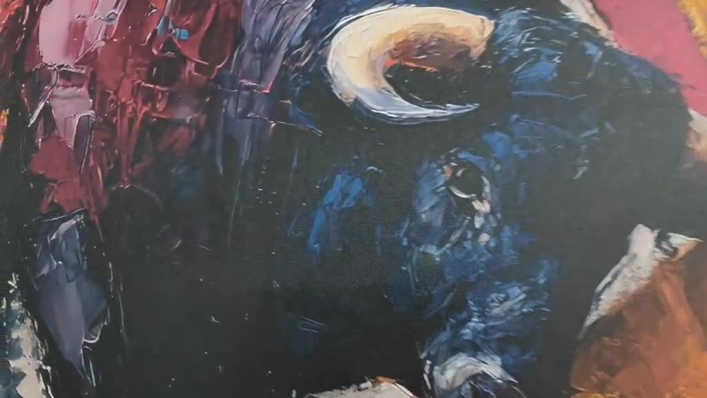 抽象的な闘牛士と雄牛の絵画 | 寝室やリビングルームに飾る大胆な