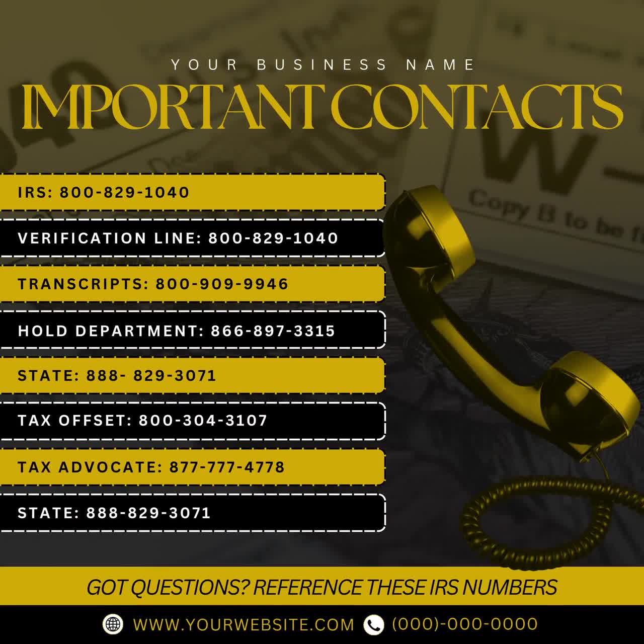 税務申告書作成担当者の重要な連絡先 | IRS参照番号 | 税金還付サポート電話番号 | クライアントリソースフライヤー | 税務申告書作成フライヤー