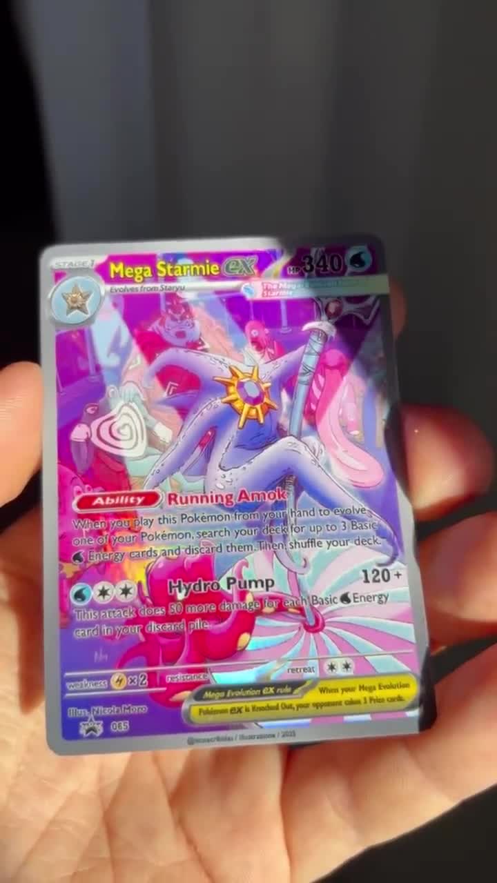 Mega Starmie Custom Pokmon Card  Nicola Moro Art  Rainbow Holo   Crossover (Futurama, One Piece, Spongebob)