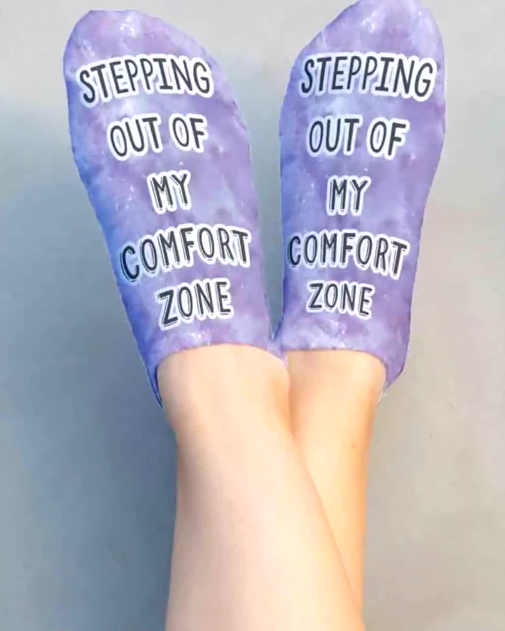 Stepping Out of My Comfort Zone Motivational Quote on Socks