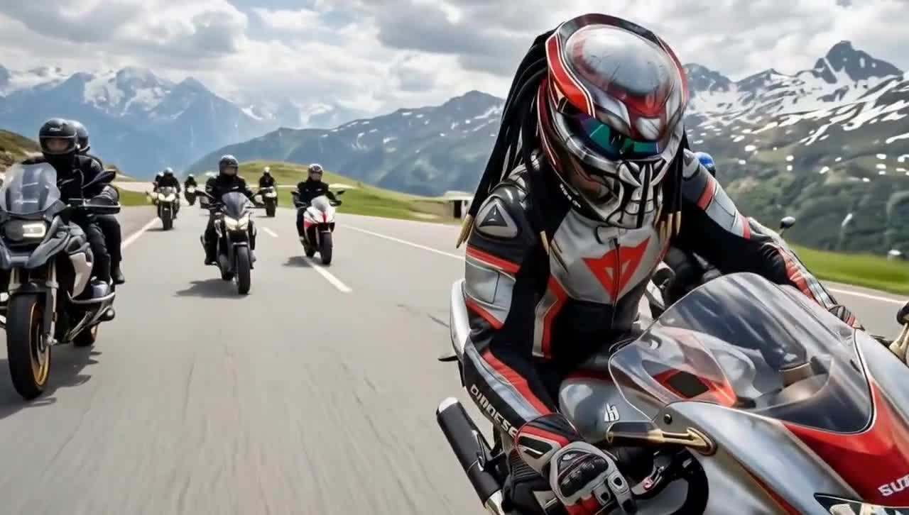 Casco da moto Predator fatto a mano, in fibra di vetro aerografata, integrale personalizzato video poster