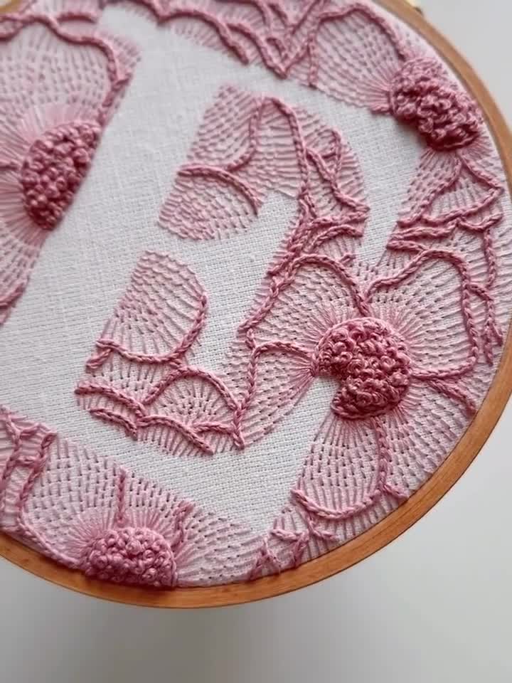 Personalized Hand Embroidery Monogram Hoop / Custom Initial Floral