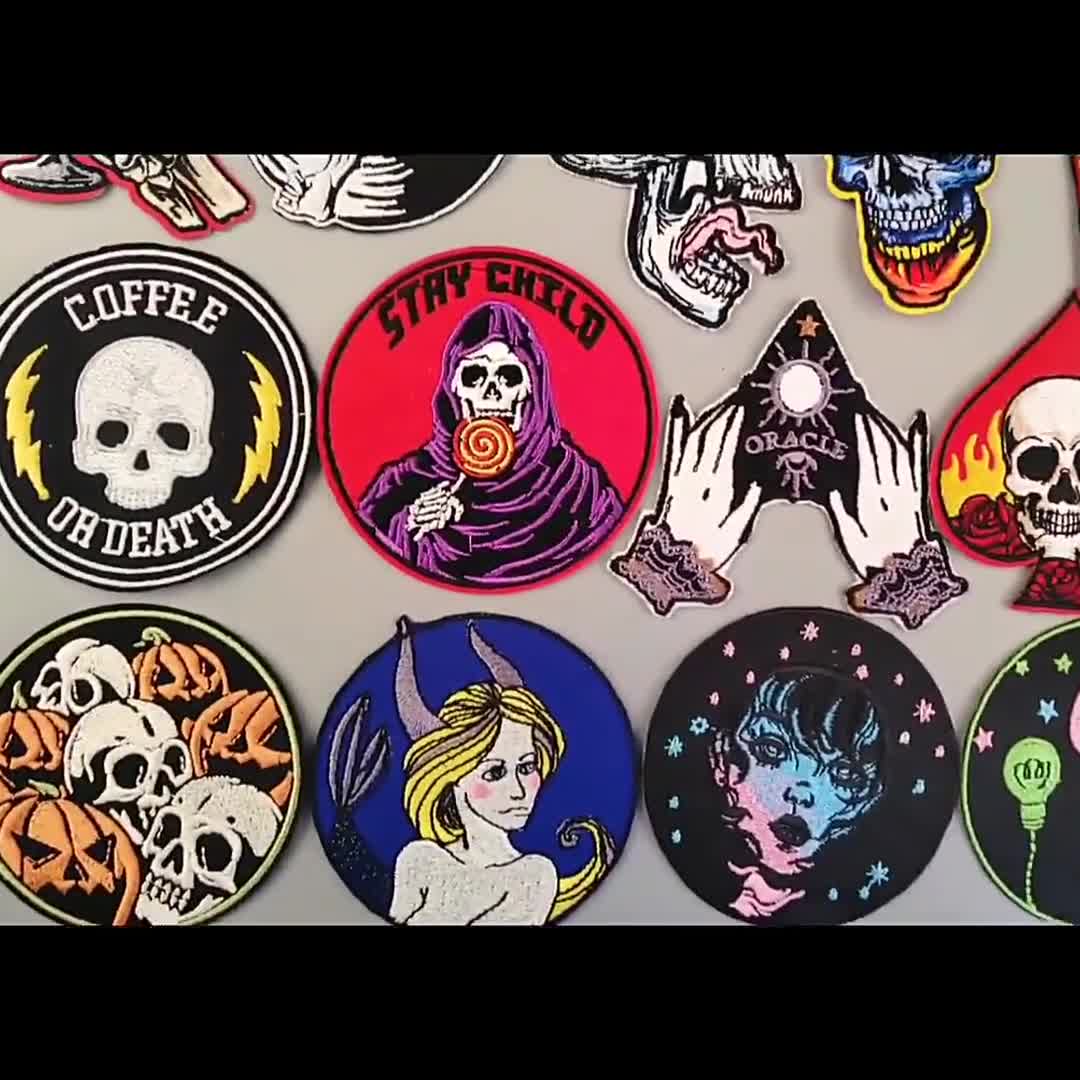 Horror Patch Embroidered Patches For Clothing Punk Skull Stripes Iron On  Patches On Clothes Stickers Badges On Backpack Sew DIY