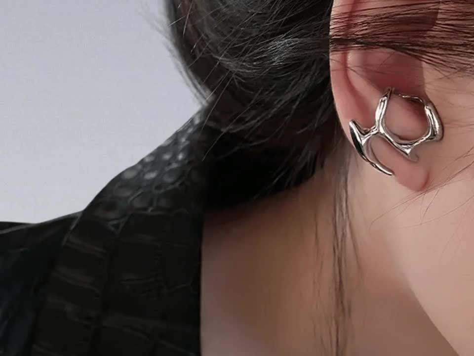 Y2K CYBERPUNK EARRINGS Grunge Silver Earrings Irregular