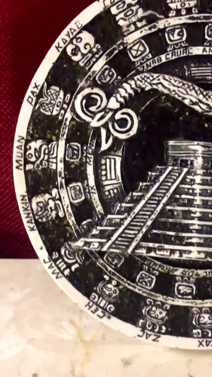 Mayan Calendar With Pyramid & Feathered Serpent Wall Plaque - Etsy