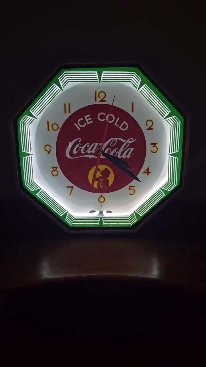 Coca-cola Octagon Neon Clock, 1941 Silhouette Girl Style - Etsy