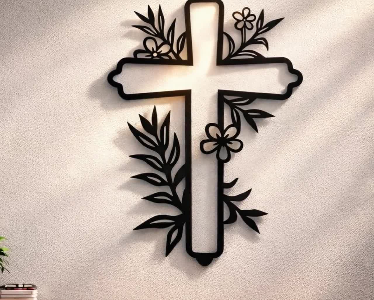 Floral Cross SVG DXF, Laser Cut Files, CNC Metal Wall Art - Etsy