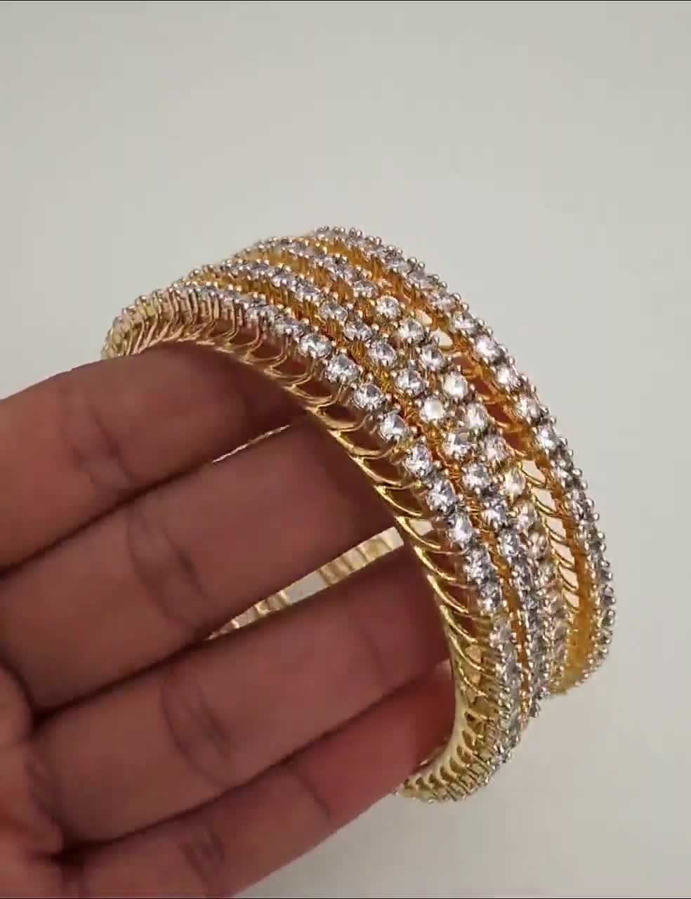 Set of 4 Gold American Diamond Bangles /CZ Bangles/bracelet/indian