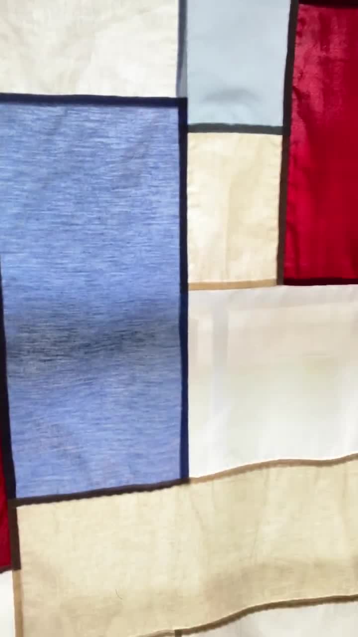 Custom Pojagi Curtain | Handmade Reclaimed Fabric Textile Art