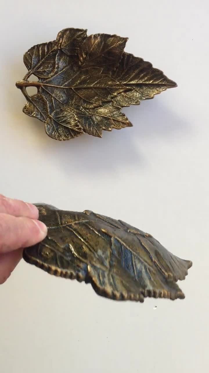 Two Cast Metal Leaves A Pair of Leaves Table Decor Table